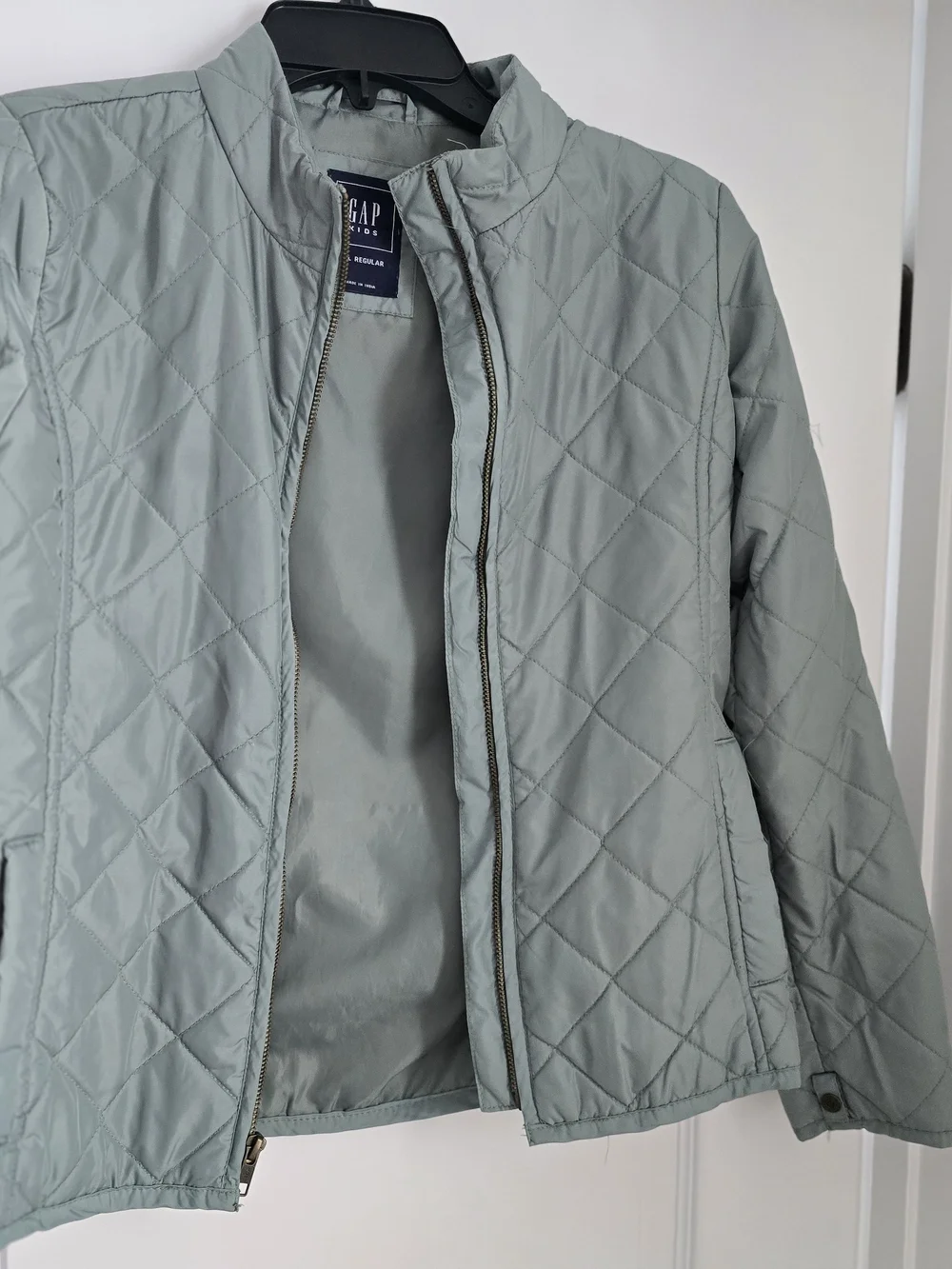 GAP Kids Sage Green Hooded Field Jacket with Faux-Fur Trim